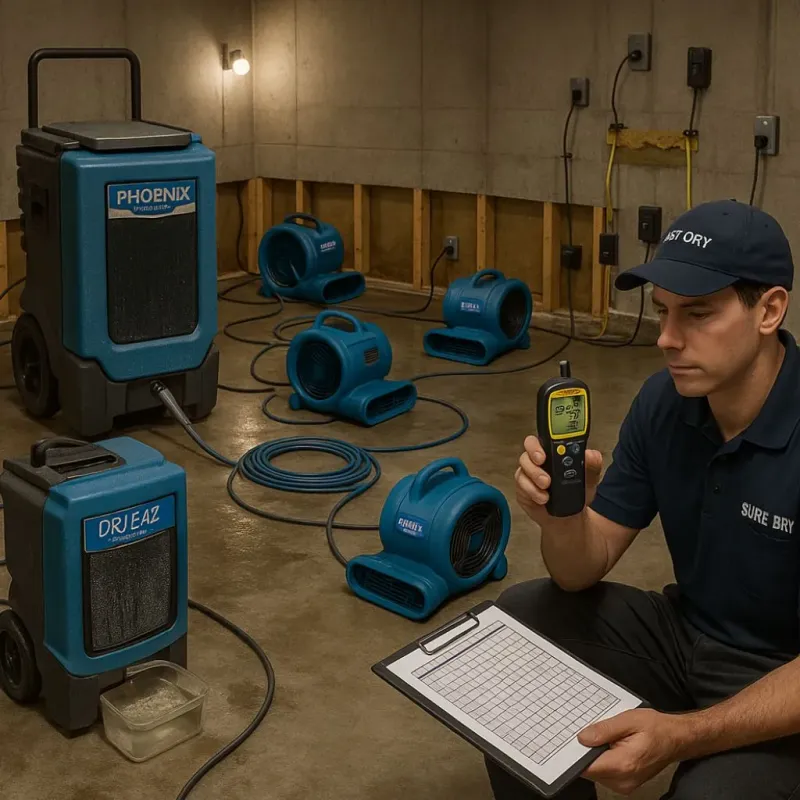 Structural Drying and Dehumidification process in Perryman, MD